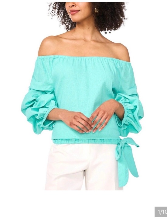 Vince Camuto Tops - Vince Camuto Linen-Blend Off-The-Shoulder Blouse Size large